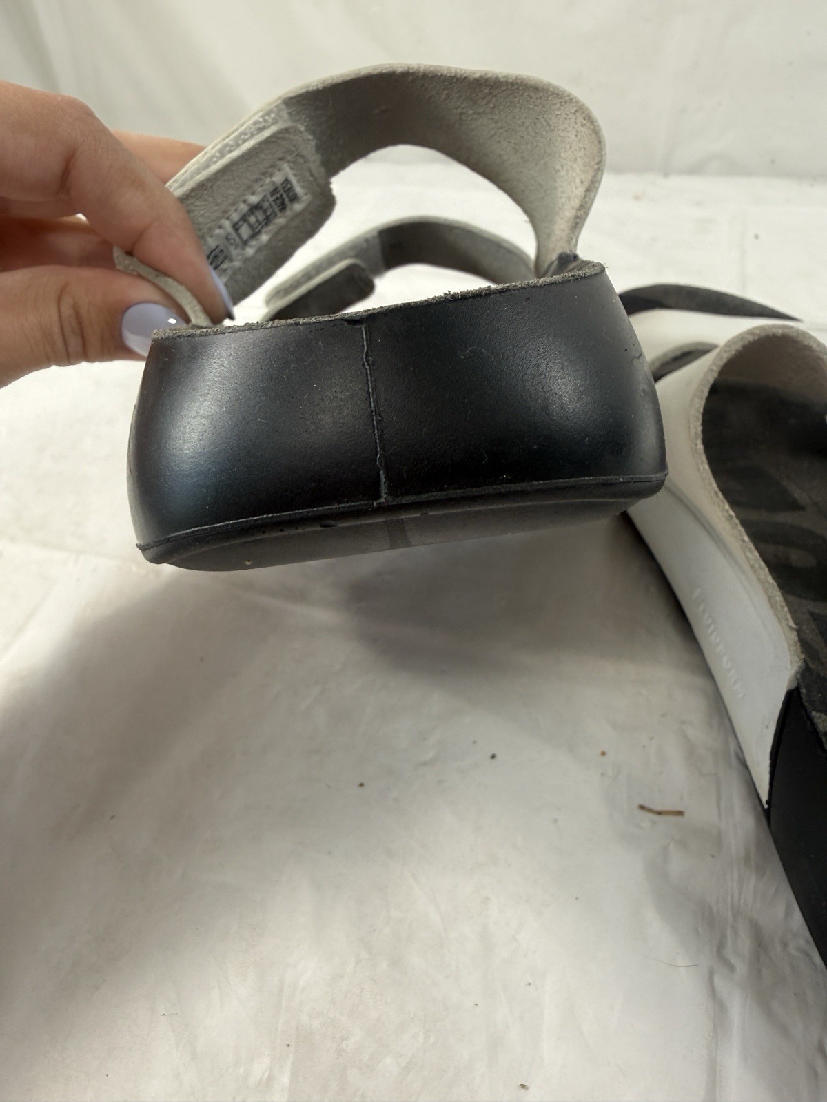 Ecco 2nd Cozmo 2 Band Leather Slide White Sandal Size 6-6.5