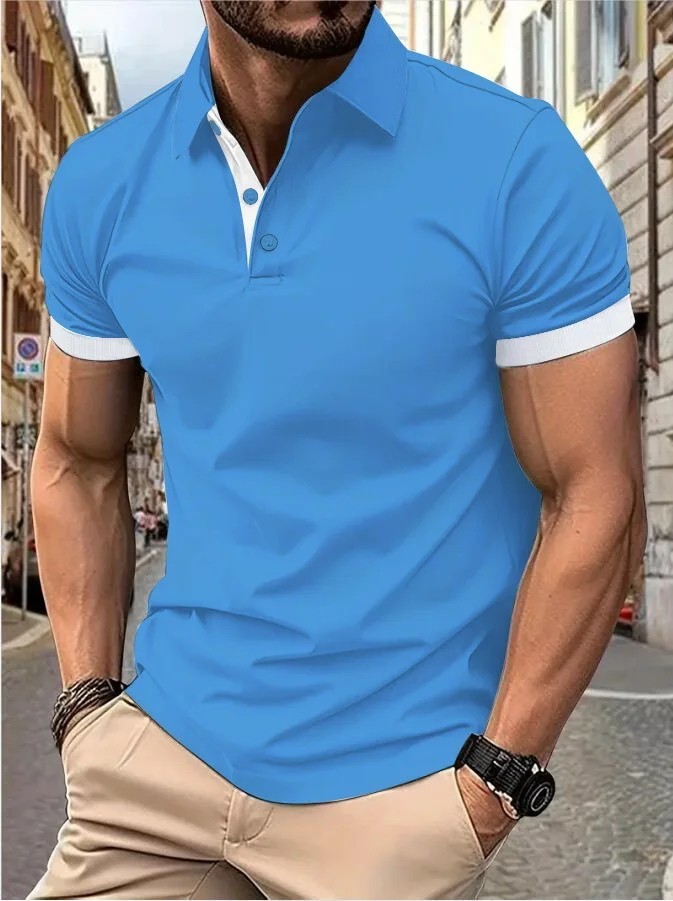 Men’s Trendy Short Sleeve Polo Shirt Casual T-shirt Tee Summer Fashion Gym Gift