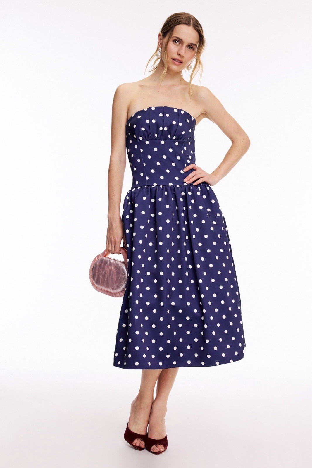 Polka Dot Satin Midi Dress SELF-PORTRAIT SIZE 8 MSRP $655.00