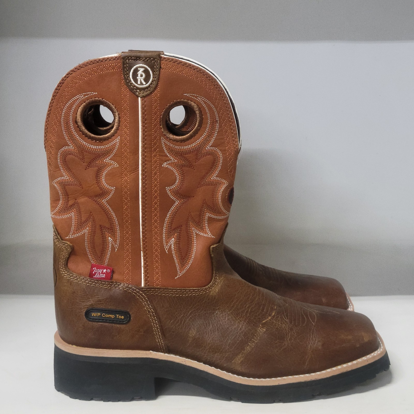 Tony Lama Comanche Compt Toe Boot Brown (LEFT 9.5D / RIGHT 9.5EE)