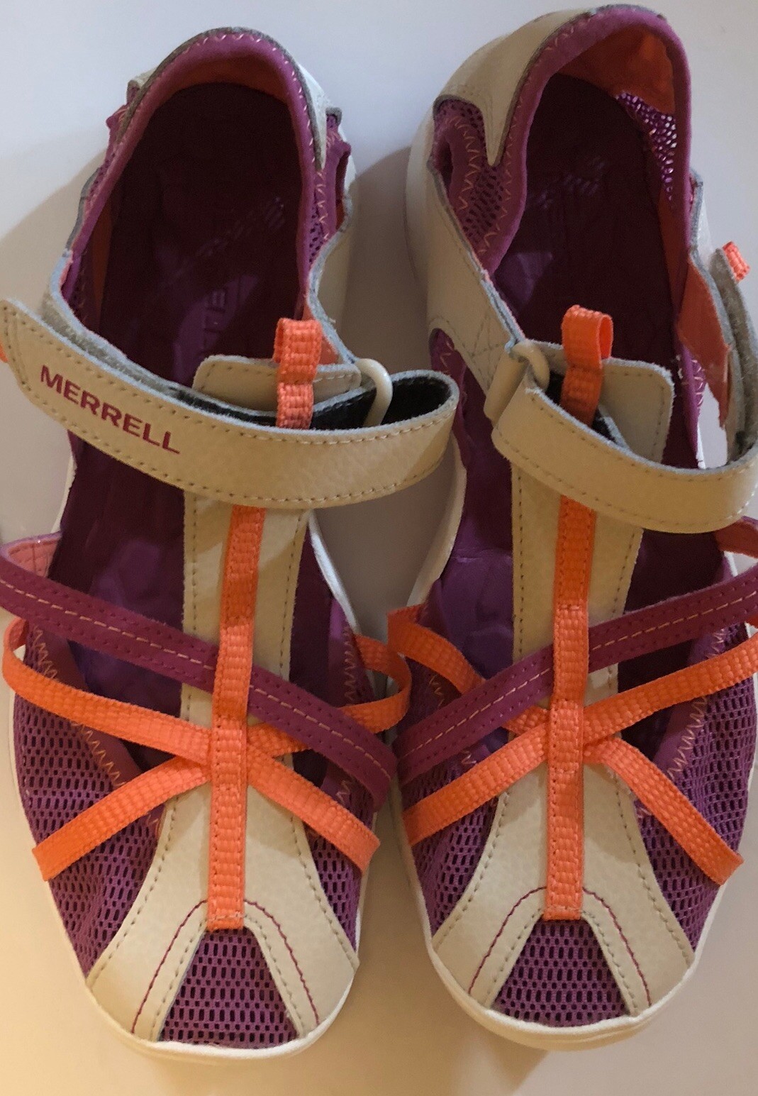 Merrell Womens Hydro Sandals Shoes Leather Mesh Purple/Orange Sz 6 New