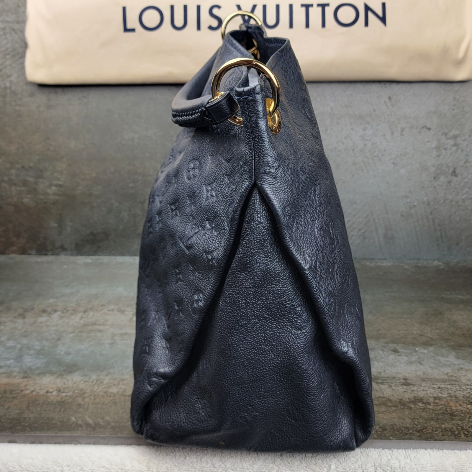 LOUIS VUITTON Artsy MM Monogram Empreinte Infini Blue Hand Bag Papers & Boxes