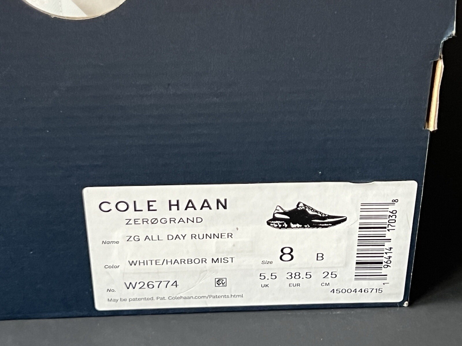 Cole Haan Zerogrand Woman’s Sneakers 8 B, All Day Runner.W26774.Open Box.