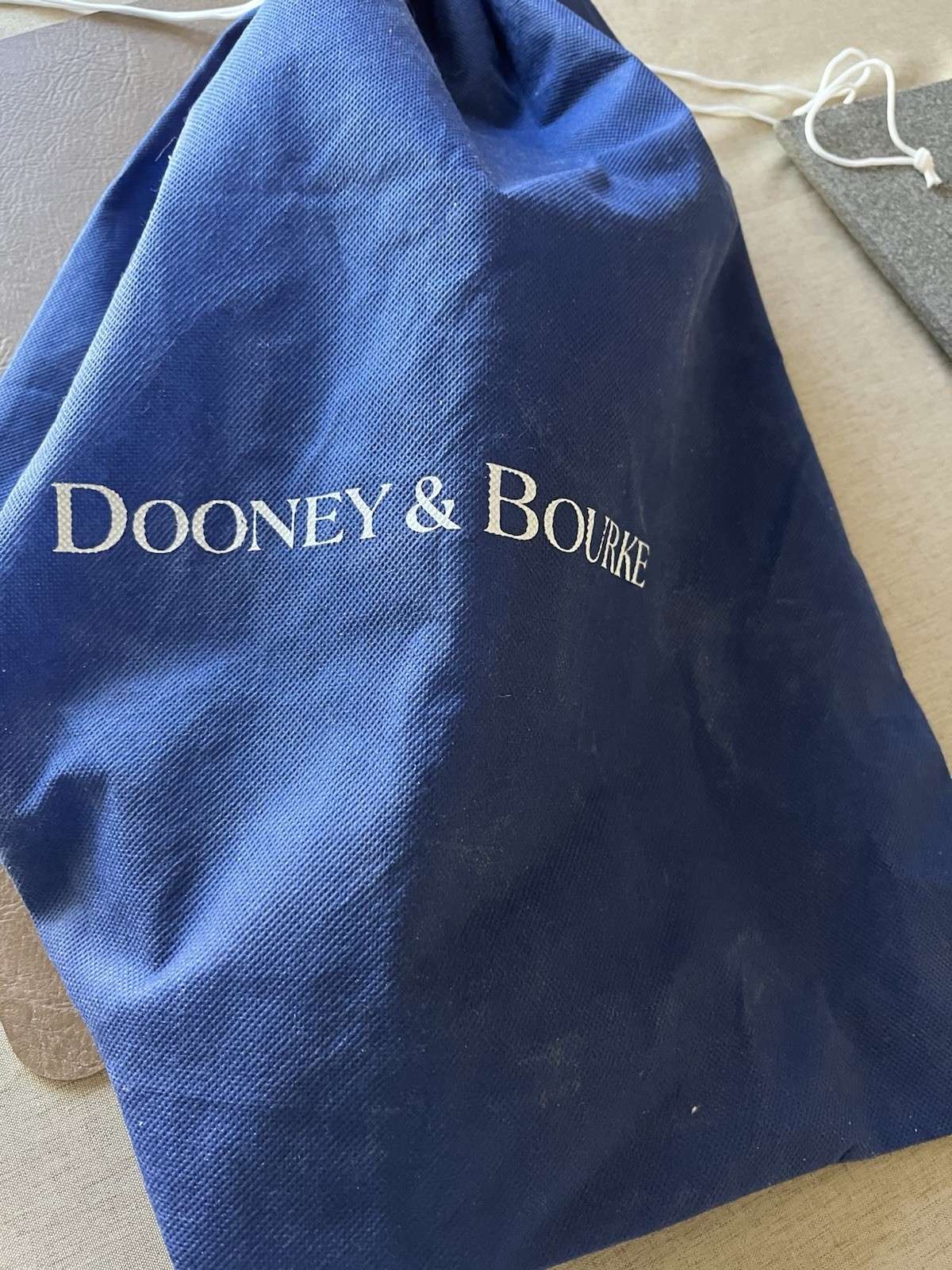 Dooney & Bourke Pebbled Dome Med Satchel Zip Blue/Brown Strap Dust Bag Gold HW