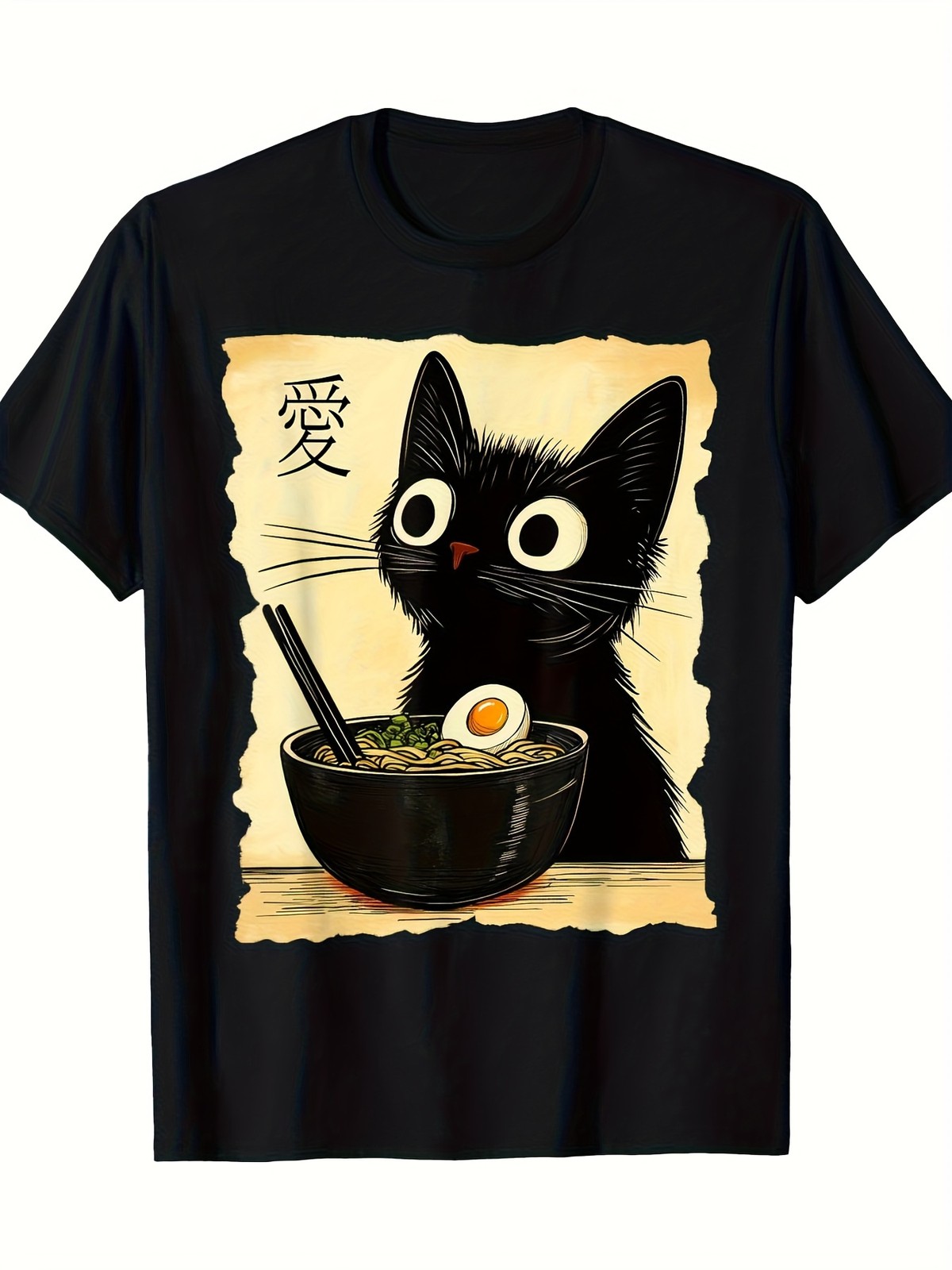 Cute Cat and Ramen Anime T-Shirt Unisex- Japanese Style Printed Tshirt