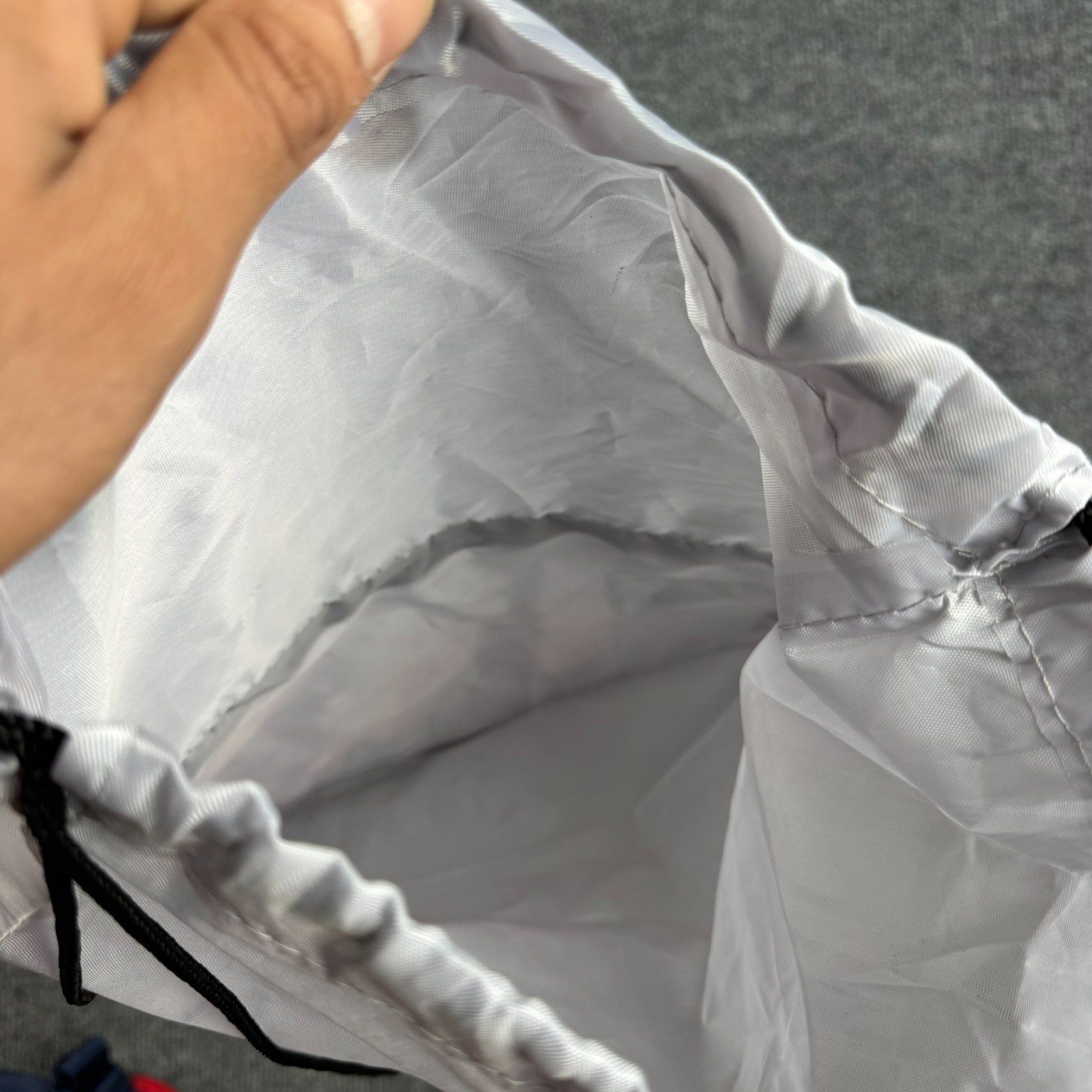 Silver Drawstring Cinch Backpack Sport Sackpack Bag with Zipper Pocket Unisex