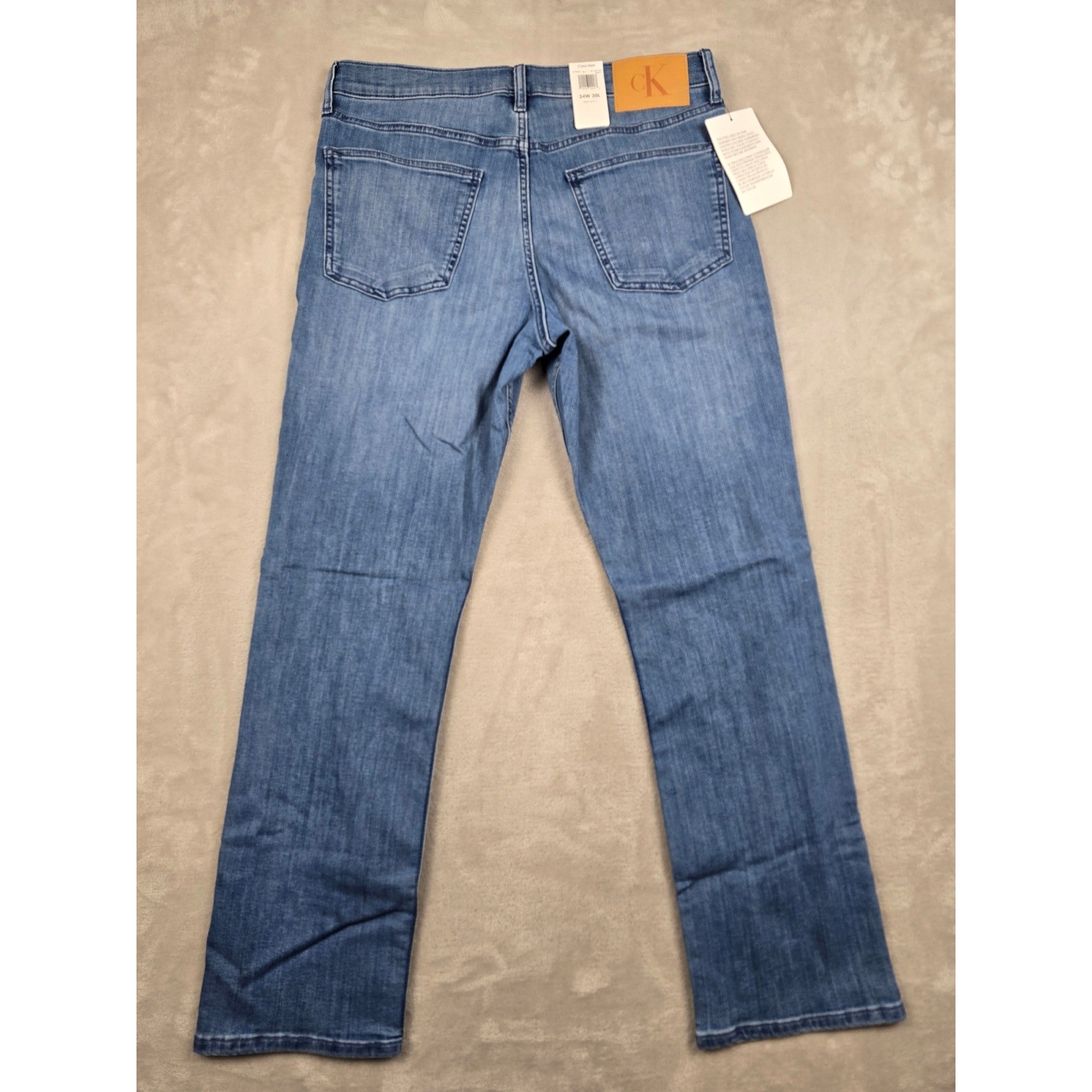 Calvin Klein Jeans Mens 34×30 Blue Straight Leg Denim Pants Stretch