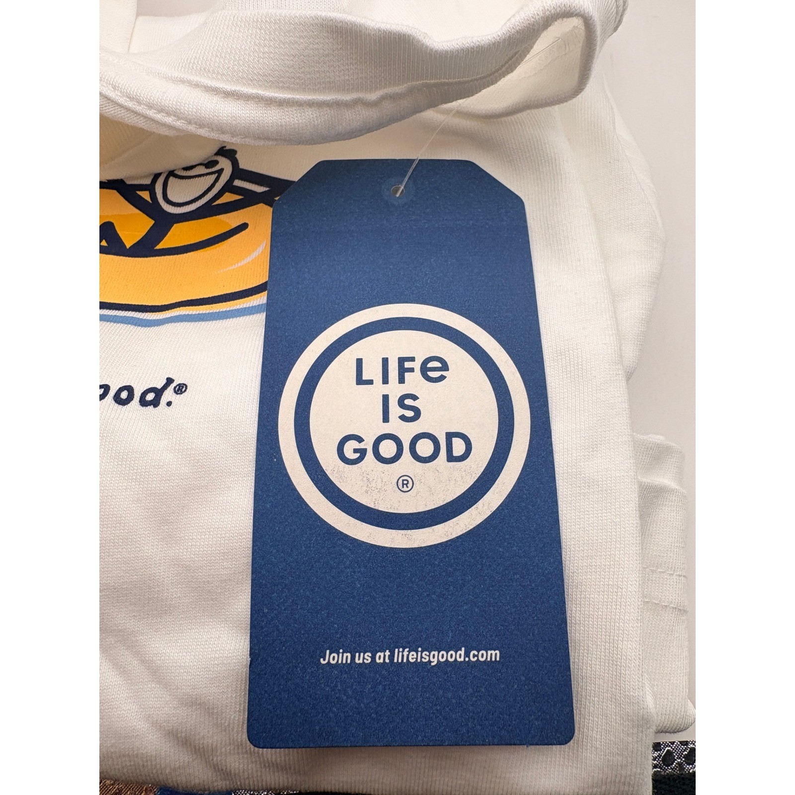 Life is Good Mens Crusher Tee White Inner Tube Jake Graphic T-Shirt Large NWT
