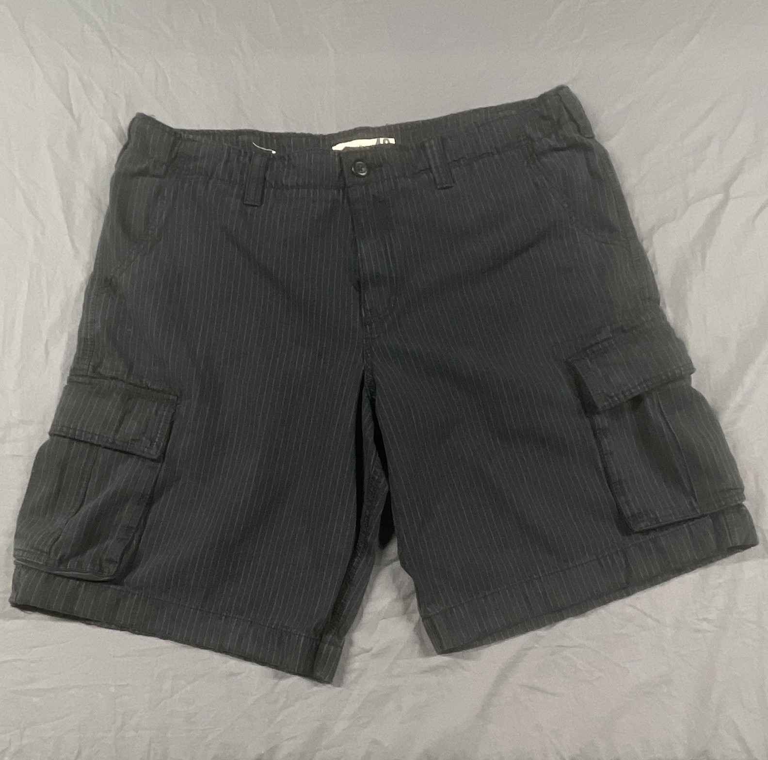 Utilitpa Men’s Black Corduroy Cargo Shorts Cotton Striped Zip Cargo Pockets