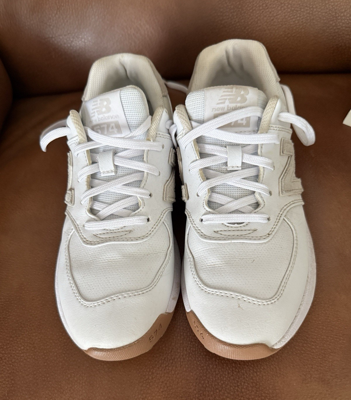 New Balance 574 Greens v2 Women’s White/Beige Leather Low Top Golf Shoes WG574WT