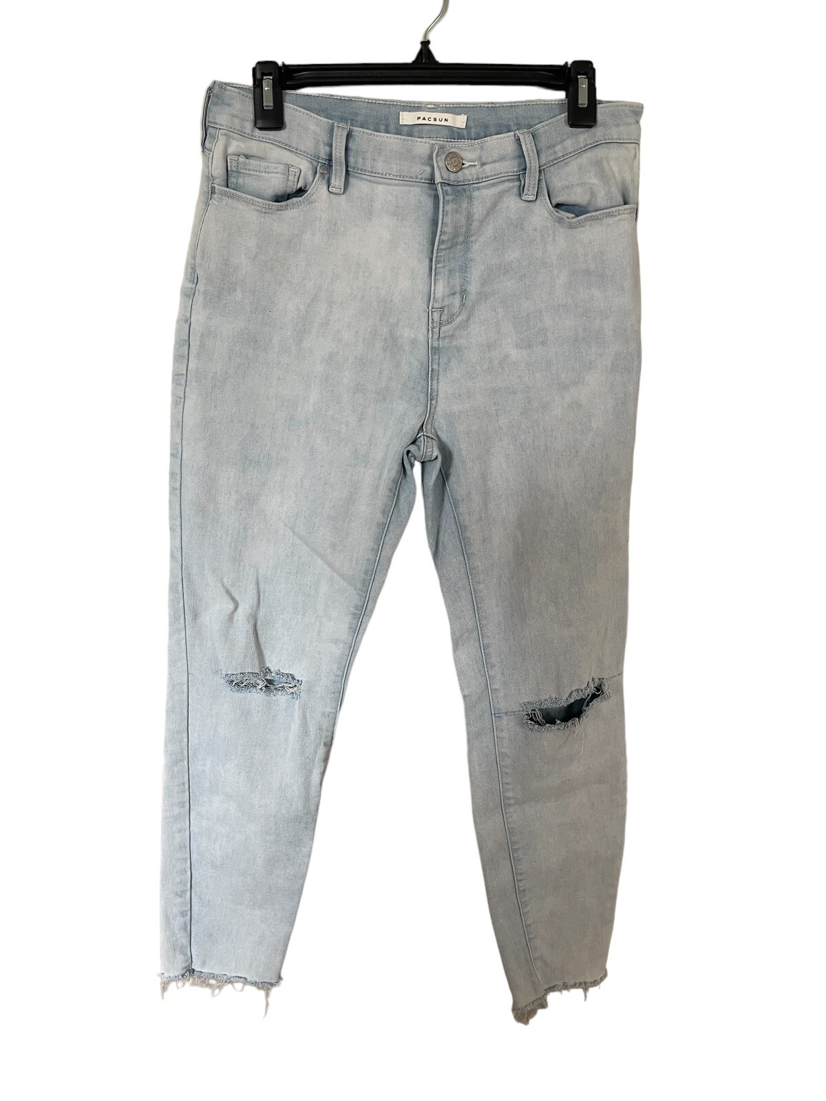 PacSun Jeans Women Size 28 High Rise Ankle Jegging Light Wash Distressed Raw Hem