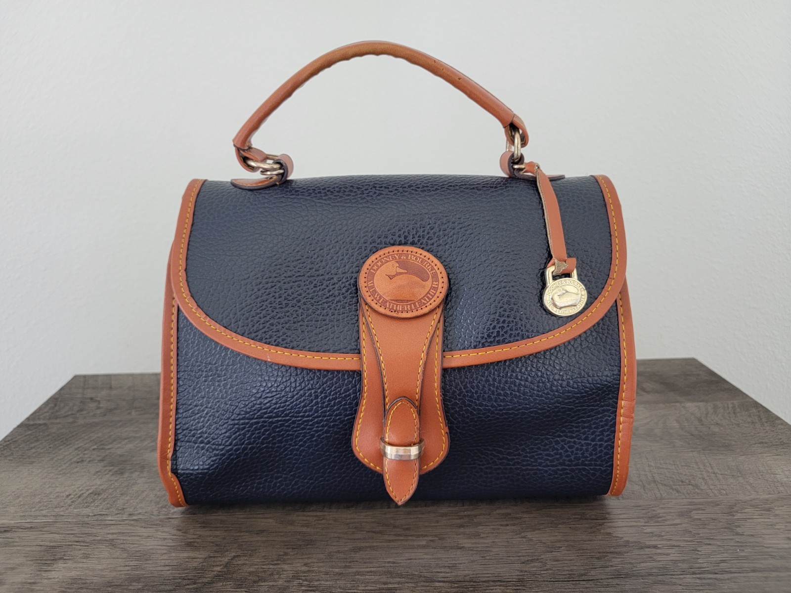 Dooney & Bourke Vintage Essex AWL Navy Blue Pebbled Leather Crossbody Bag