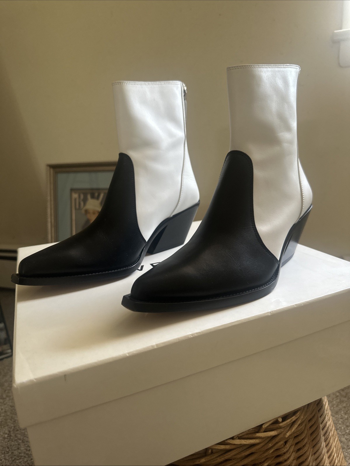Givenchy Cowboy Ankle Boot White Black Size 36 Us 6 Made In Italy
