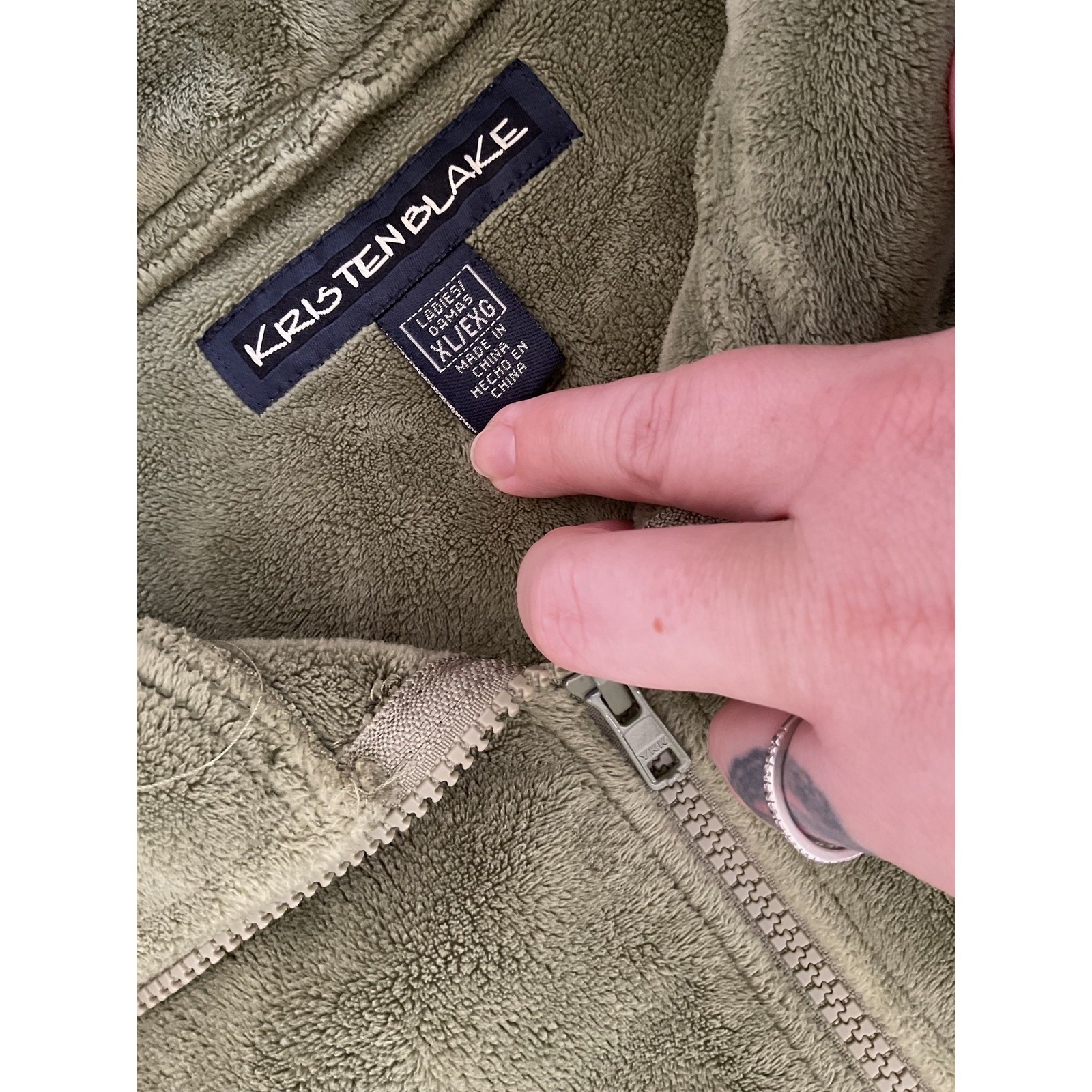 Kristen Blake Jacket Womens XL Sage Green Fleece Full Zip Soft Cozy Pockets Warm