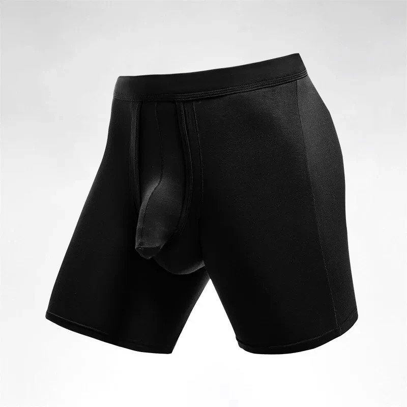 Men Bamboo Long Leg Boxer Briefs Soft Comfort Breathable Underwear