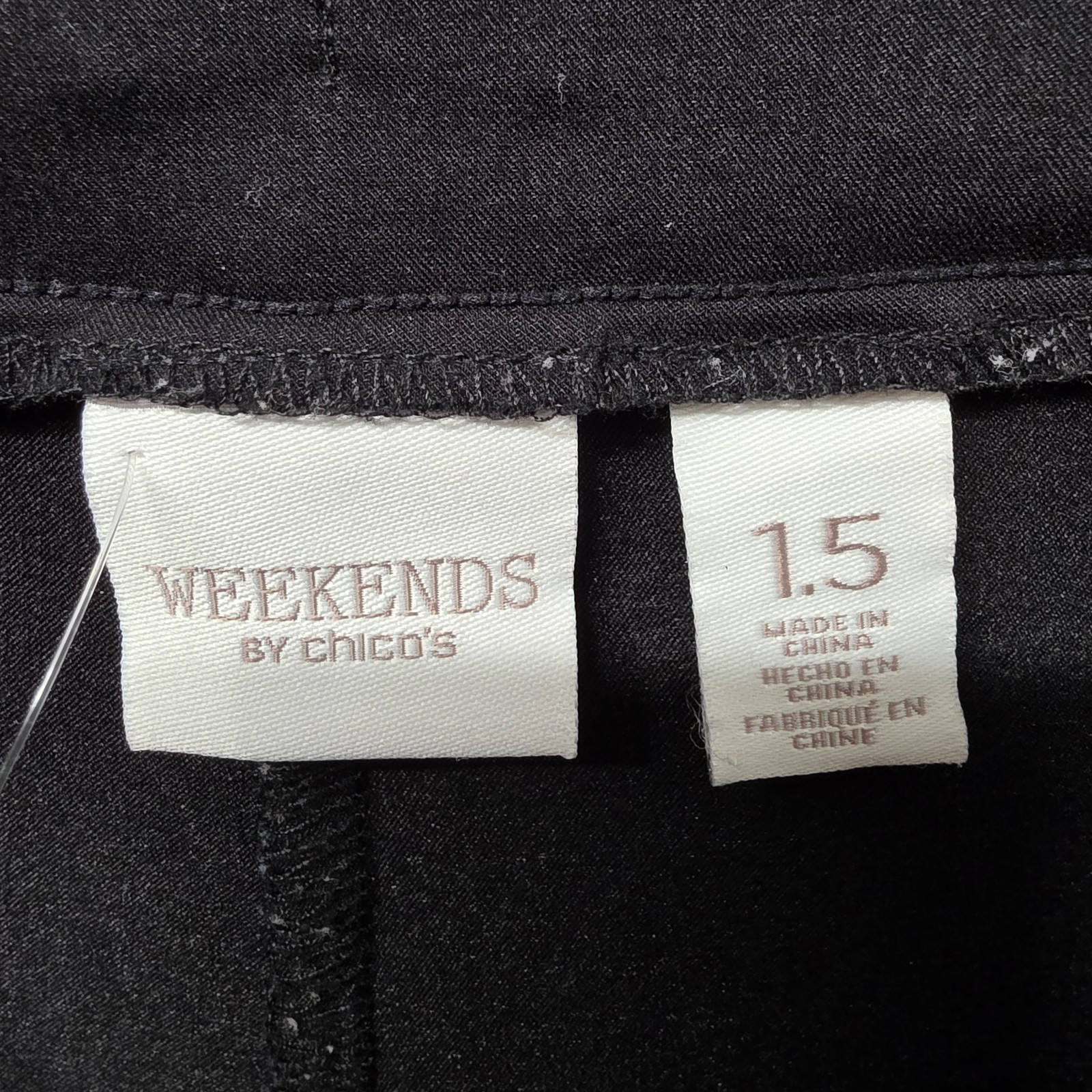 Weekends by Chico’s Pull On Pants Size 1.5 US 10 Black Stretch Zip Pocket Casual