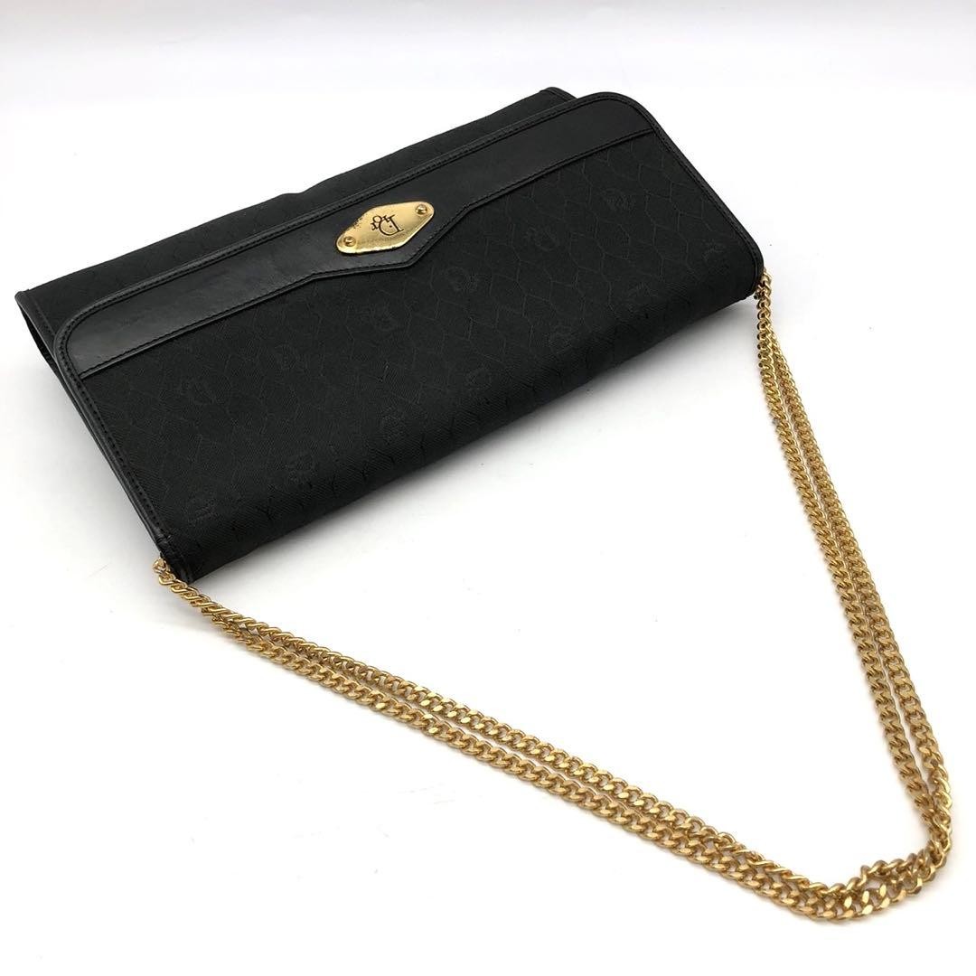 Christian Dior Bag Shoulder Logo Hardware Black Trotter Chain