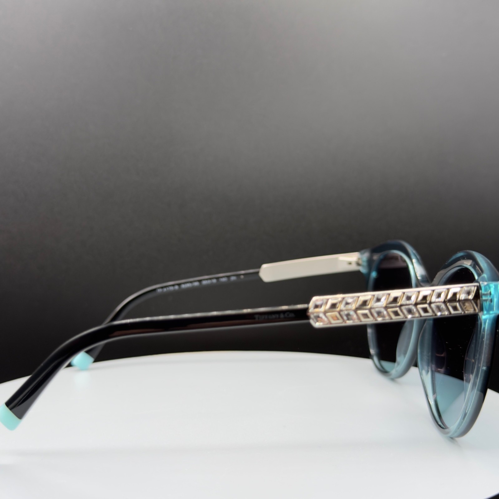 Tiffany & Co TF 4175B 8285/9S Black Cat Eye Sunglasses Blue Lens 55 19 140 READ