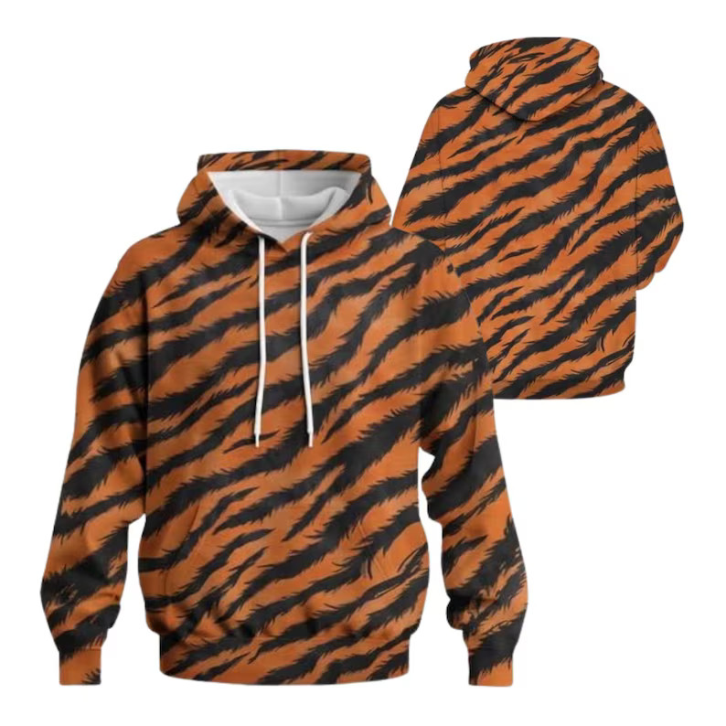 Tiger Stripe Orange Black Animal Pattern Unisex 3D Hoodie Top