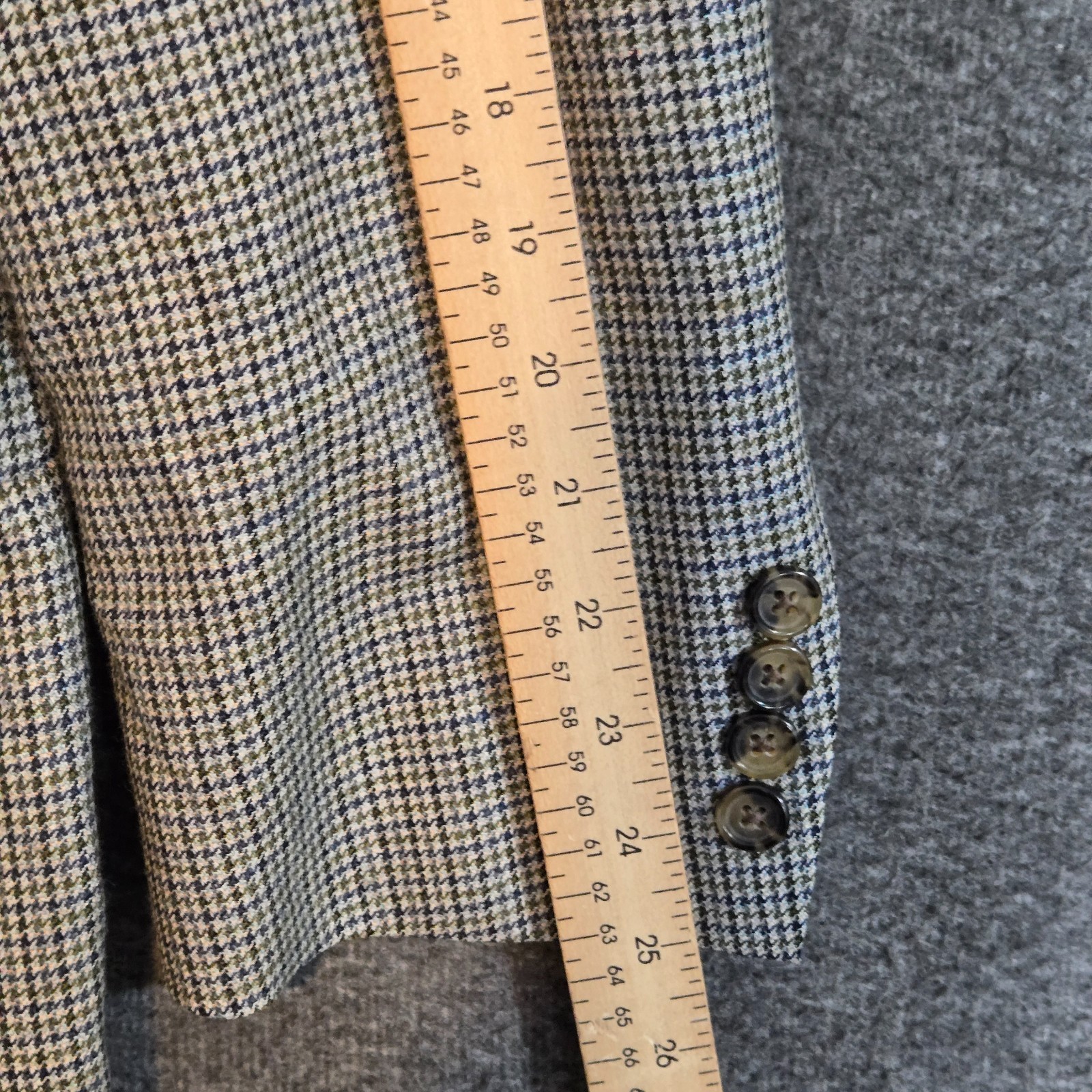 Brooks Brothers 1818 Mens Gray Houndstooth Suit Jacket Blazer 100% Wool 40R