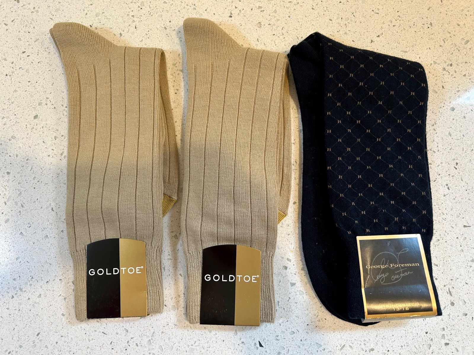2 Pr. GOLDTOE Rib Crew Socks Shoe Sz 6-12 1/2 + George Foreman King Size 13-16