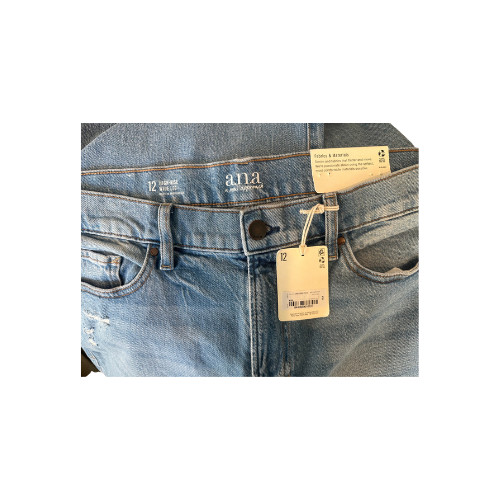 a.n.a Jeans High Rise Wide Leg Distressed Denim LT Coastal Blue Women’s Size 12