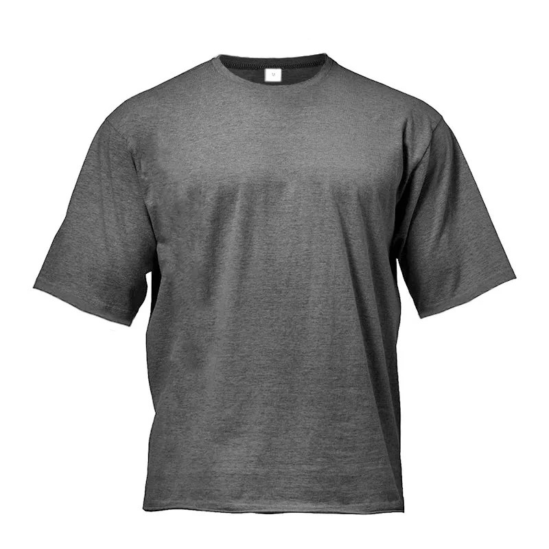 Solid Color Gym Running Sport Clothing Fitness Oversized Loose Cotton Shirt Men