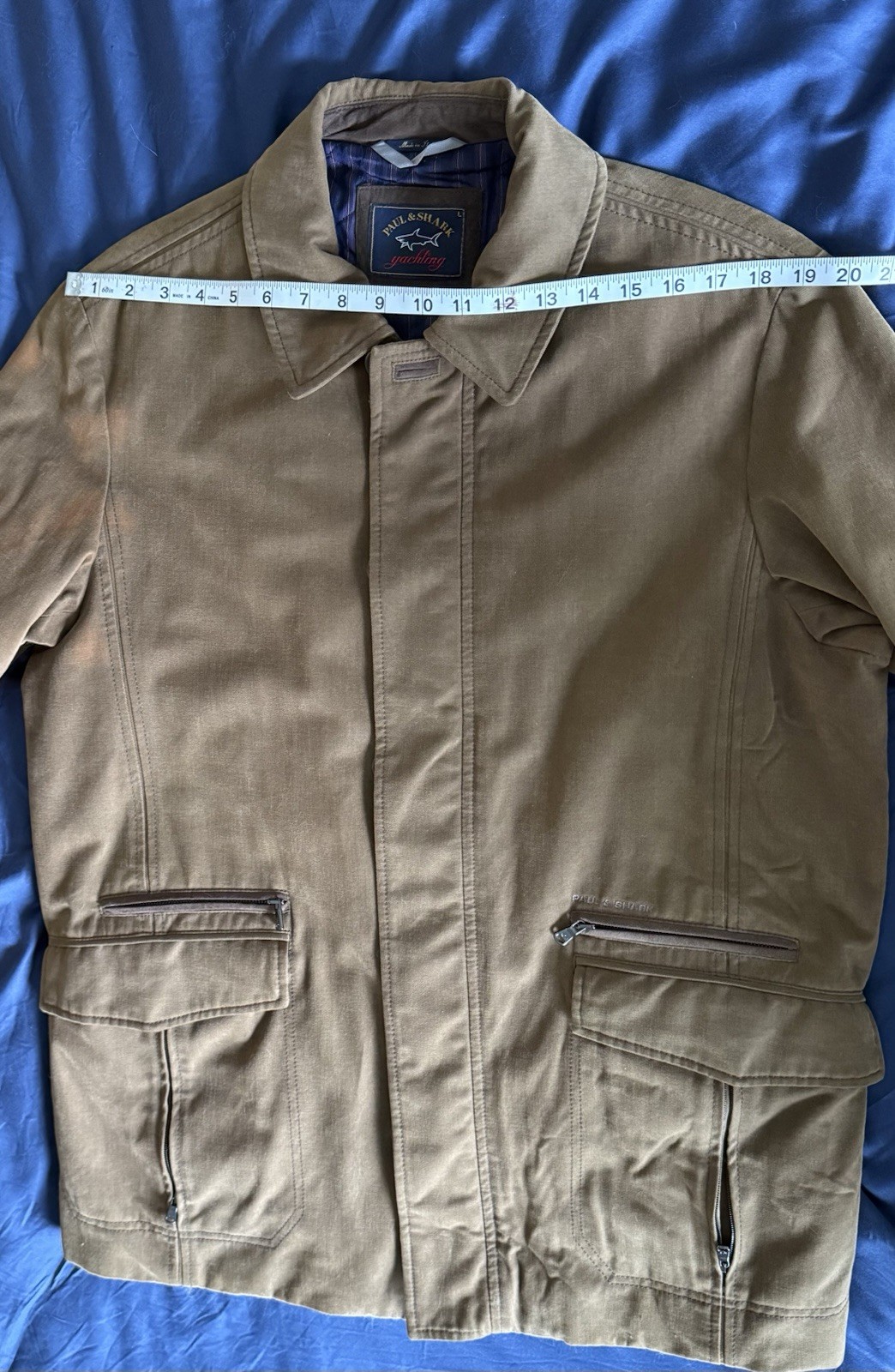 Paul & Shark Yachting Italy Jacket Brown Tan L Zip/Button