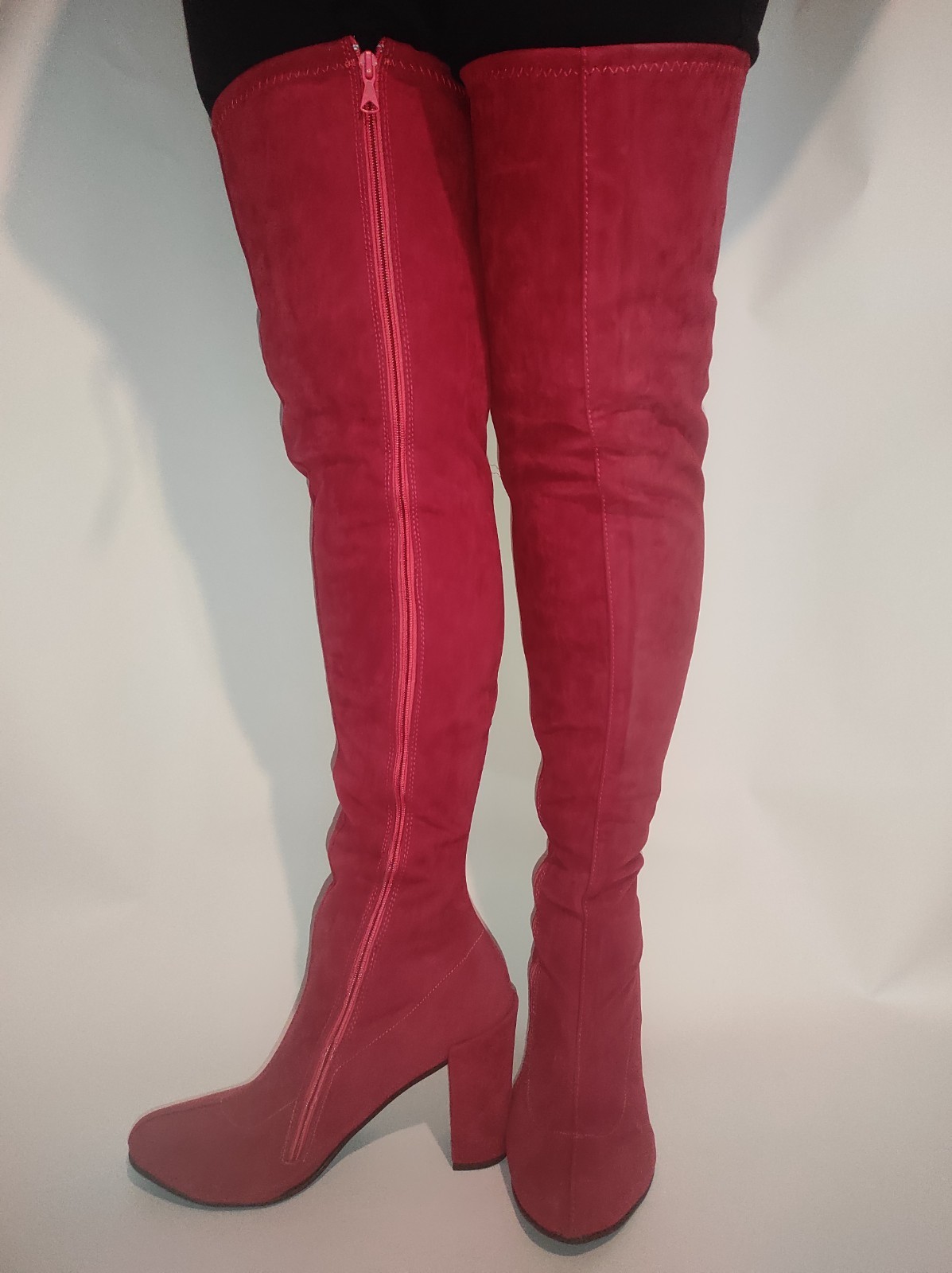 Suede Stretch Over The Knee Boots In Many Colours 11cm Block 37 38 39 40 41