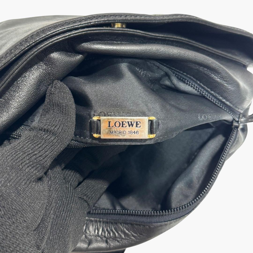 Loewe Anagram Nappa Leather Shoulder Bag Black Crossbody Japan 0610299