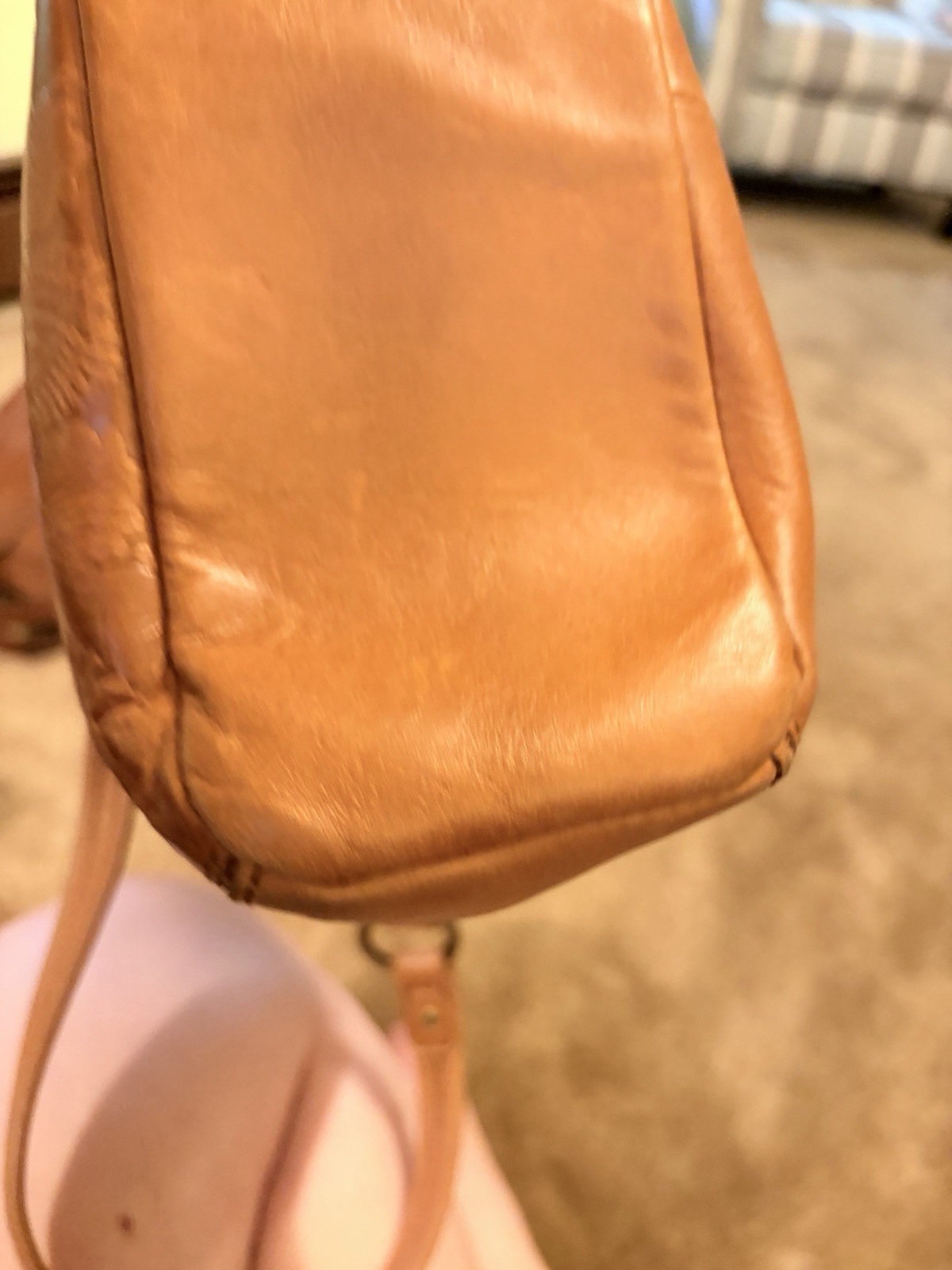 The Sak Brown Floral Embossed Shoulder Bag Zip Closure Studded Detach Strap