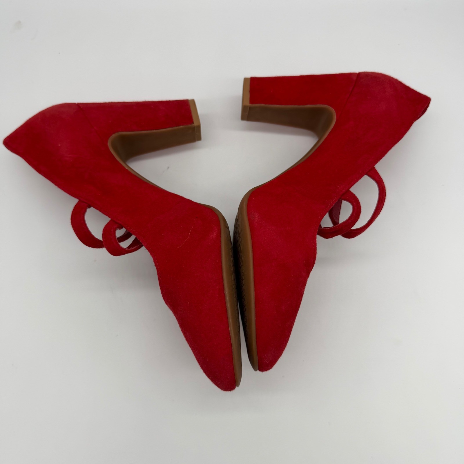 Gianni Bini Top Spot Red Suede Mary Jane Double Strap Block Heel Pumps Size 11M