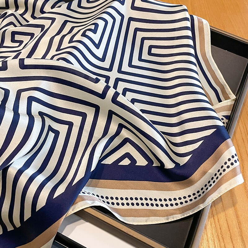100% Mulberry Silk 27″ Square Scarf Women Neckerchief Wrap Fashion Style Striped
