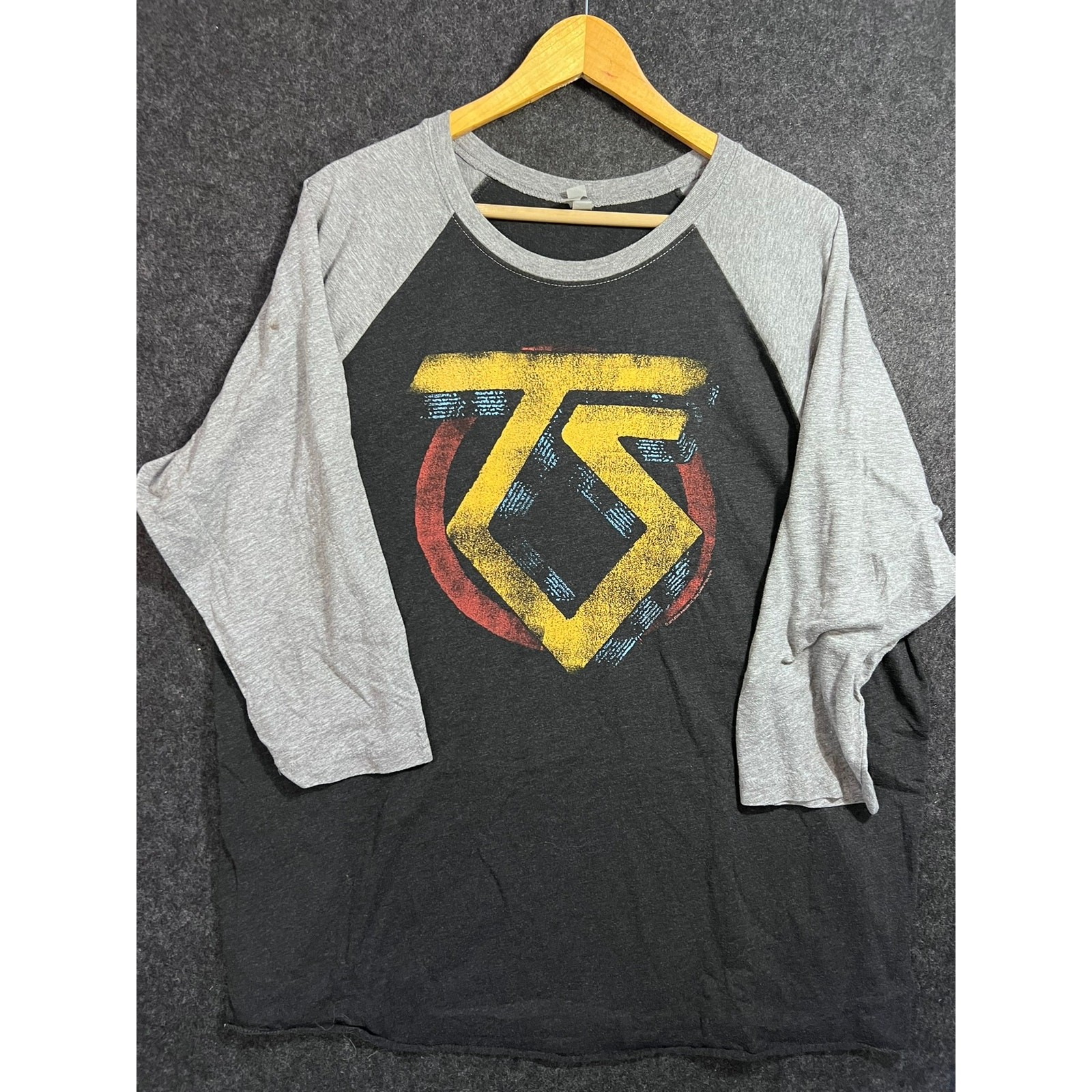 Modern look grey and black tsunami graphic tee shir