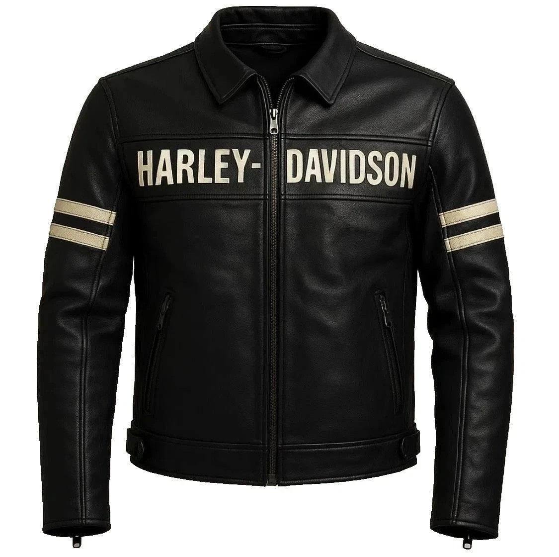 Harley Davidson Men’s Black Motorcycle Jacket Real Leather Biker Jacket
