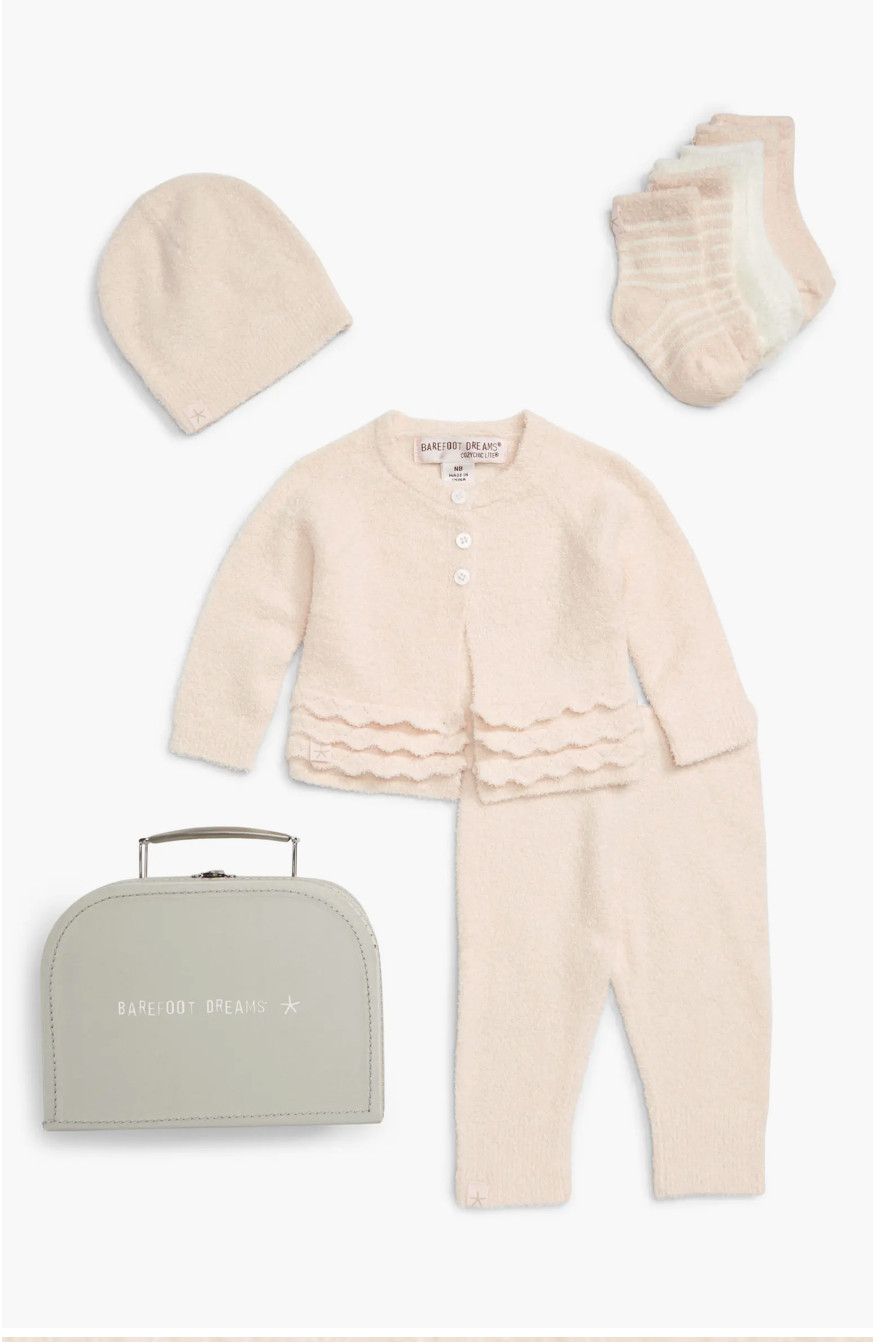 Barefoot Dreams CozyChic Lite Girls Heirloom Newborn Set Baby Girl Gift Pink