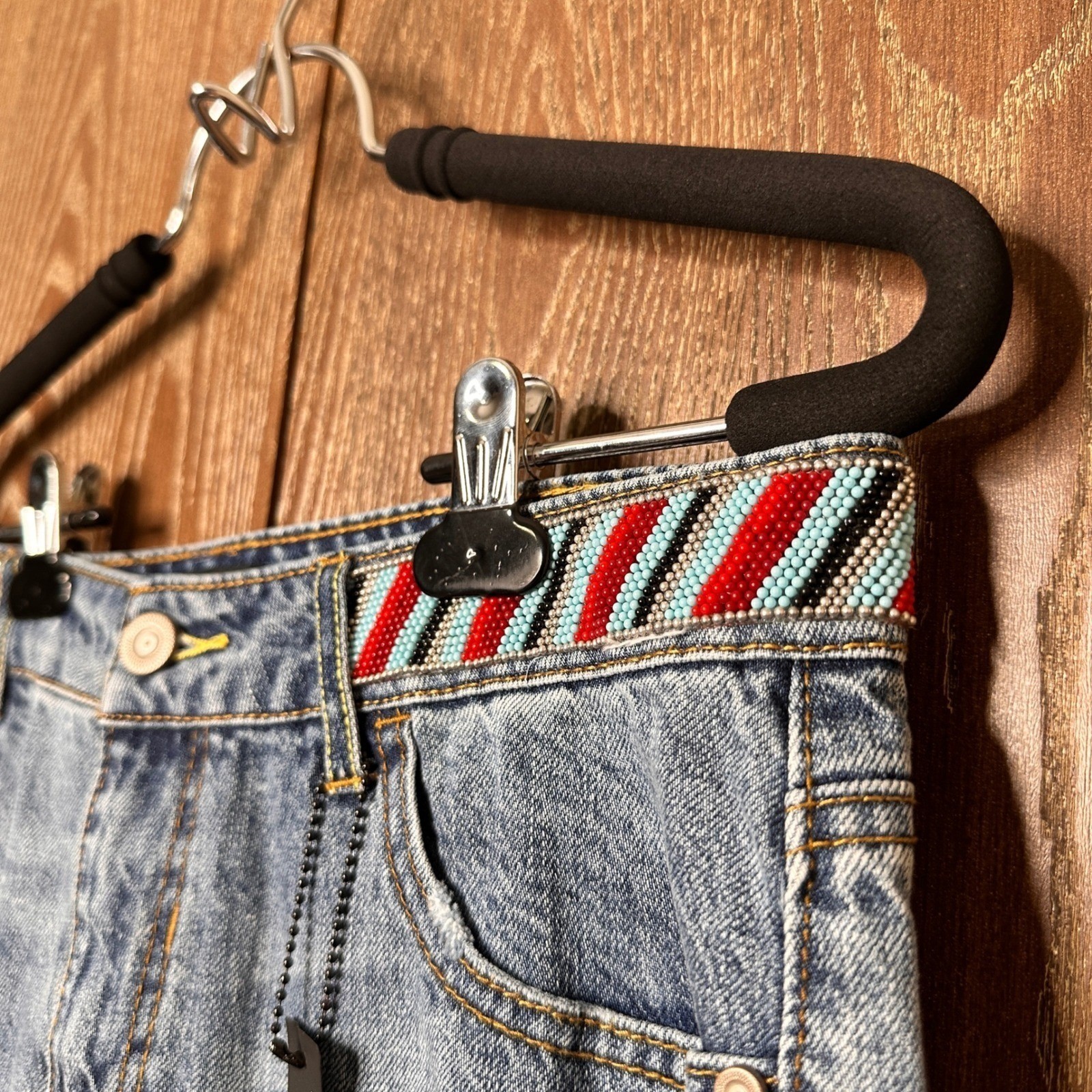 Alloy Apparel Distressed Jeans Beaded Waistband Size 11×37 Straight Skinny Leg