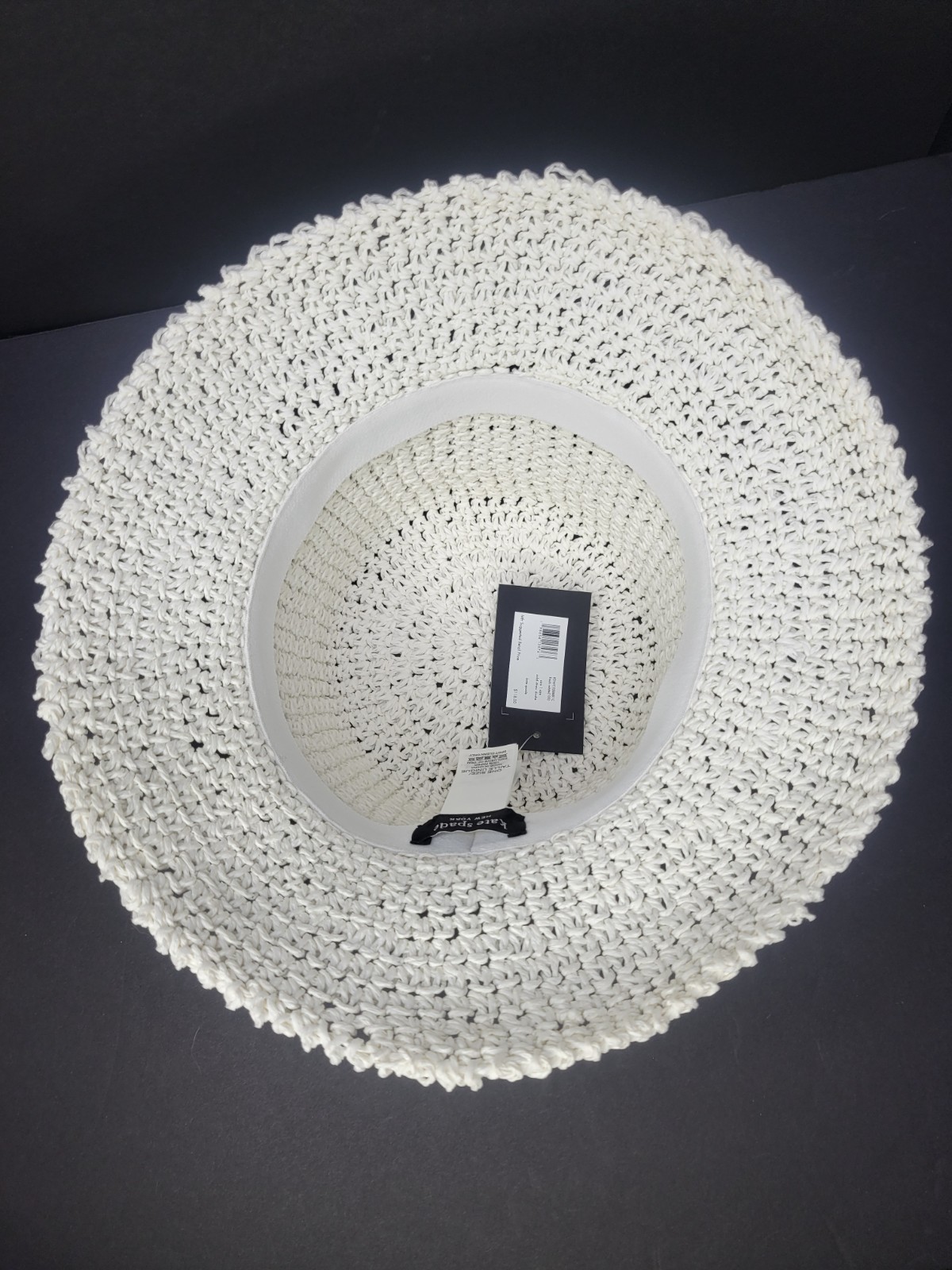 Kate Spade New York Solid Straw Cloche Paper Hat W/ Gold Charm Fresh White O/S