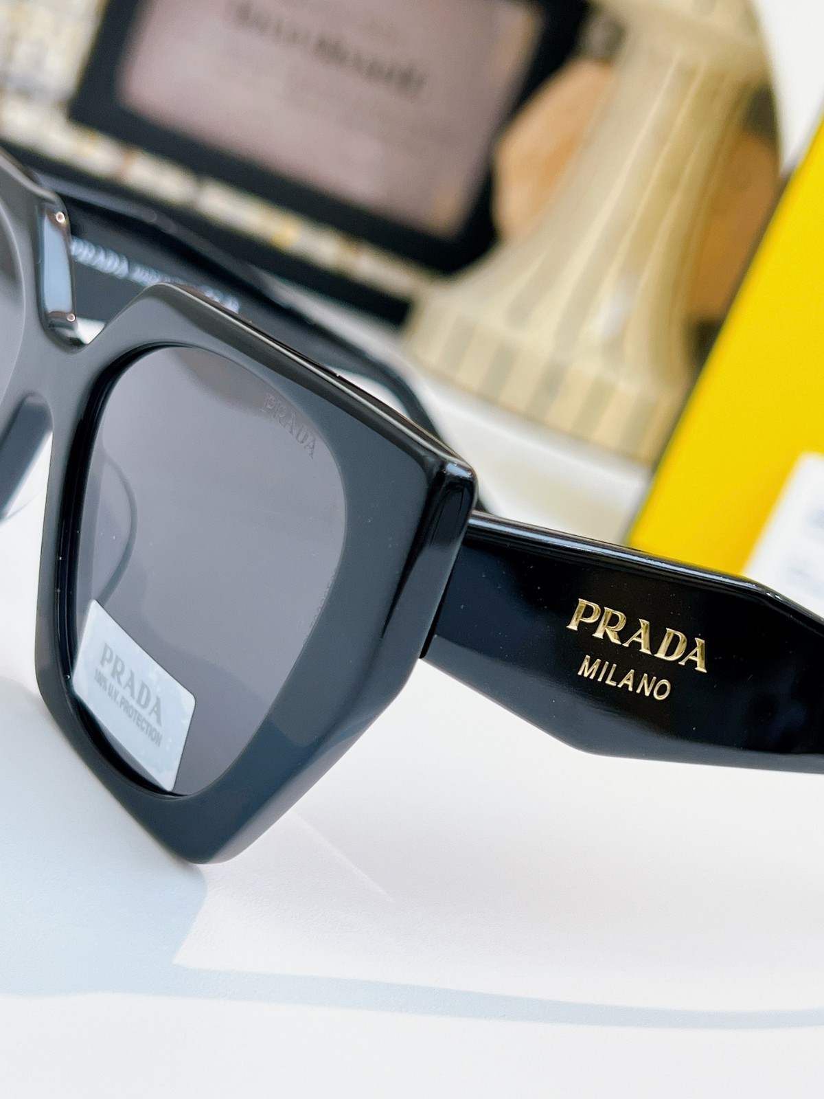 Prada PR 15WS Sunglasses Authentic Unisex Black Oversized Square UV400 w/ Box