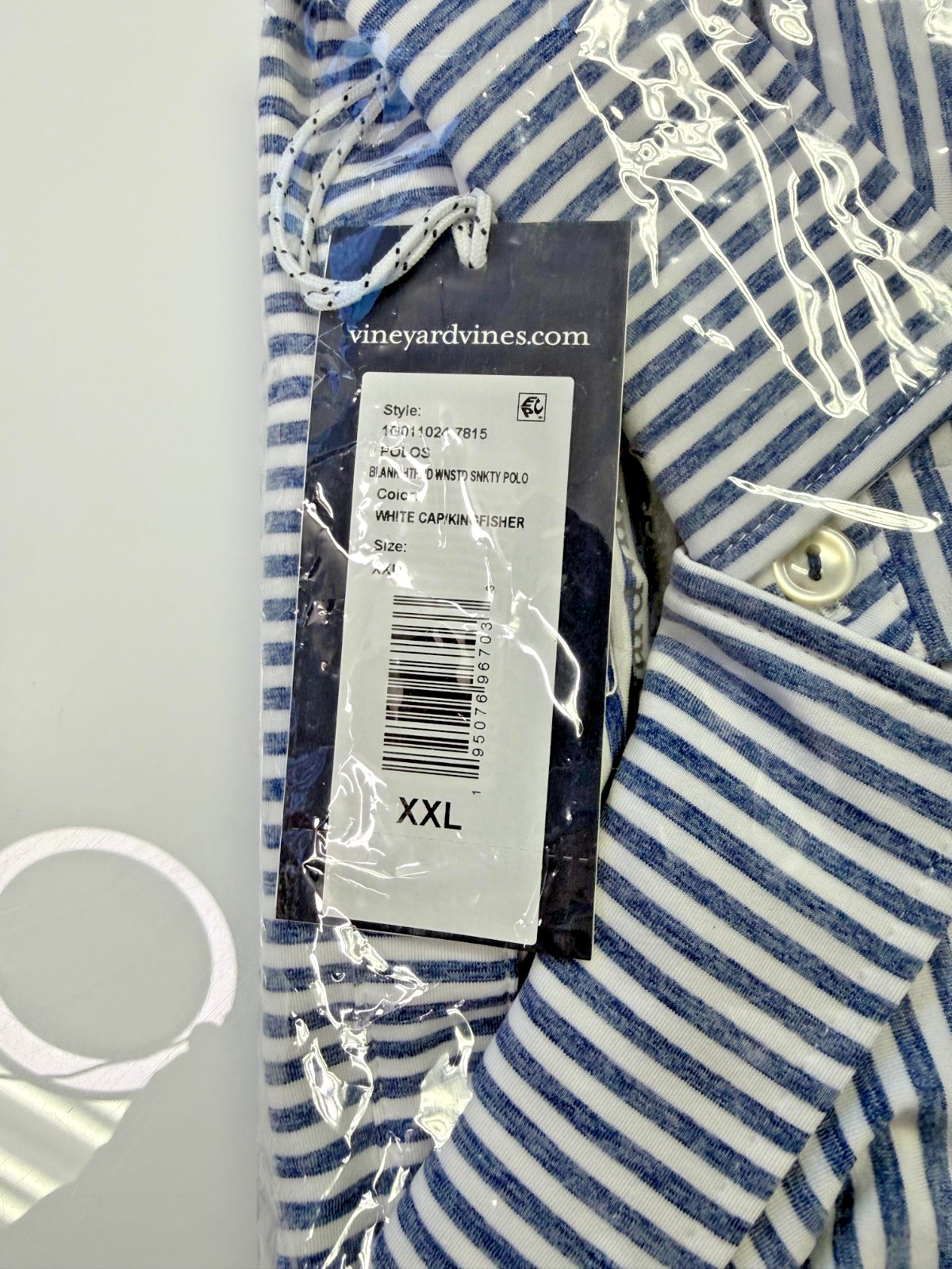 Vineyard Vines Striped Winstead Sankaty Polo – XXL Navy Blue & White Mens Shirt