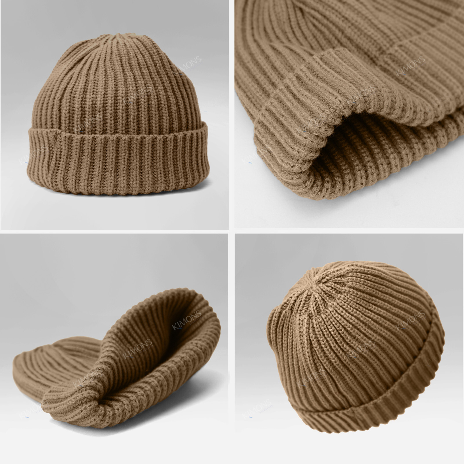 THICK Ribbed Beanie Knit Ski Cap Skull Hat Warm Solid Color Winter Cuff Blank