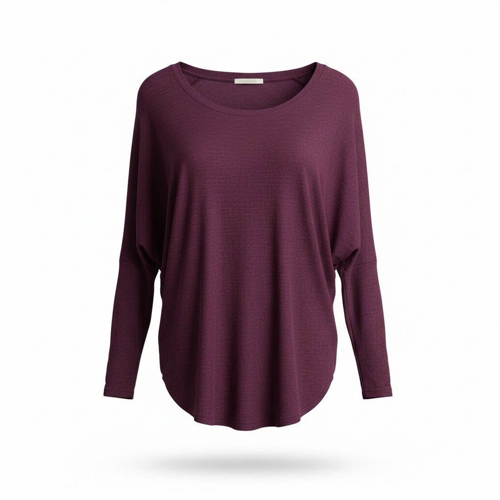 Natural Life Women Sweater Plum Purple M Heathered Dolman Sleeve Relaxed Knit
