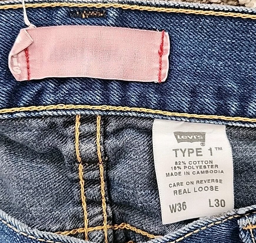 VTG Levis Type 1 Real Loose Jeans Men 36×30 Blue Denim Wide Leg Straight Leg