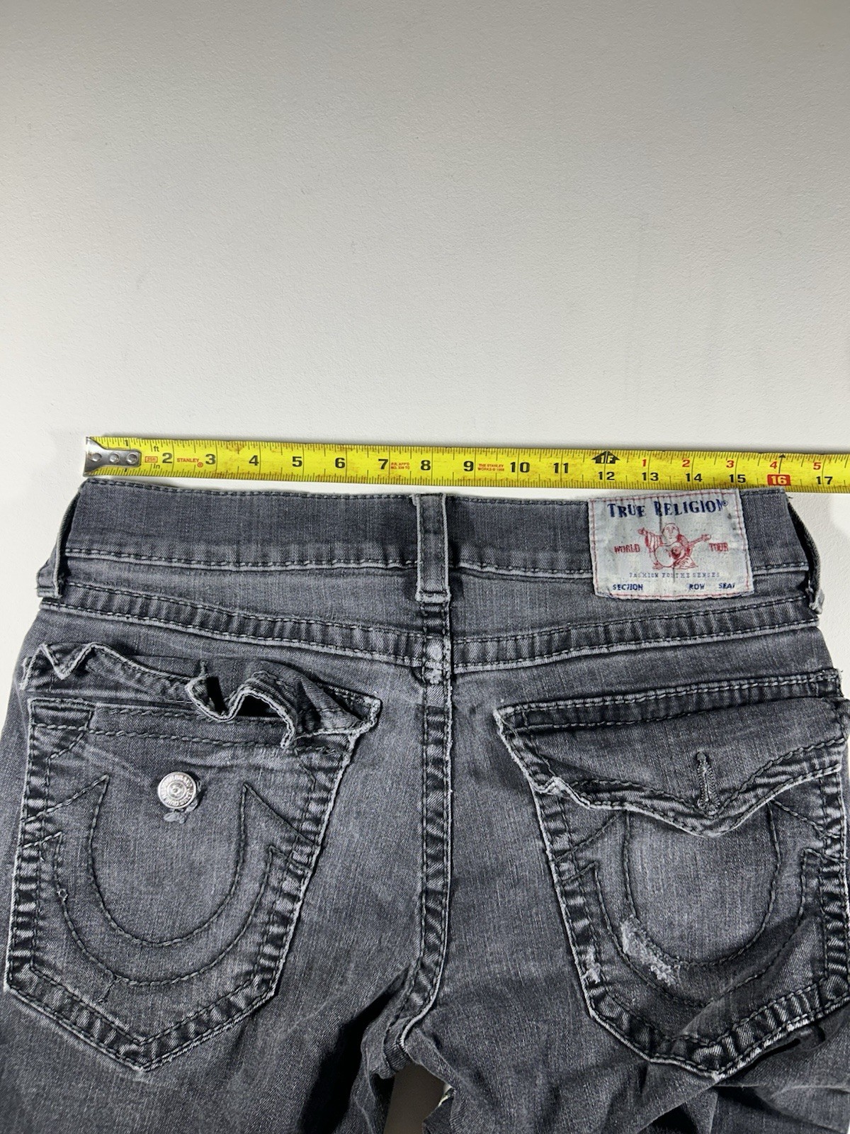 (Super Thrashed Distressed) True Religion Ricky Flap Big T Jeans 32×32 Grey