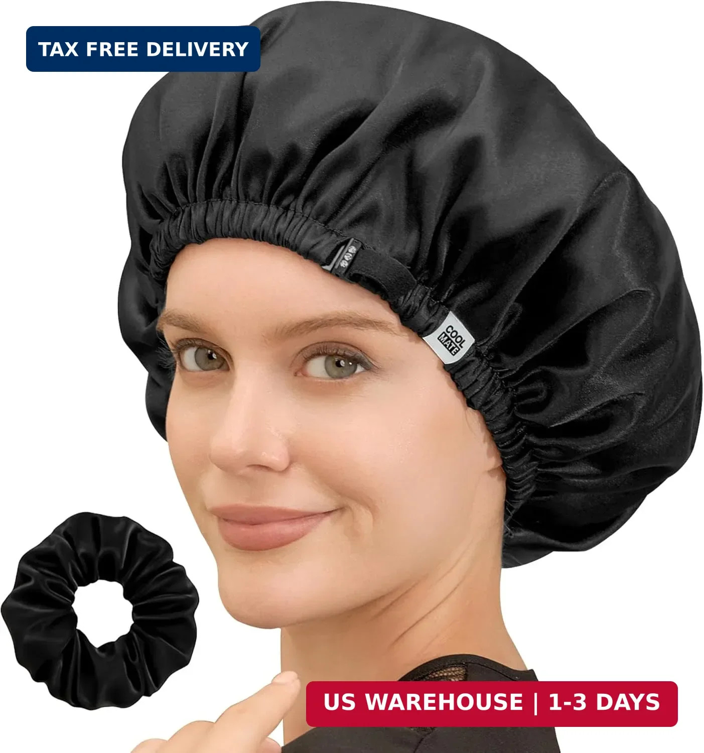 CoolMate Adjustable Satin Silk Bonnet for Sleeping Women, Tie Double Lined Silk