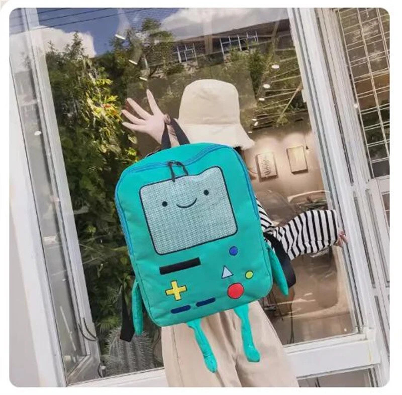 HOT Ladies Backpack Canvas Backpack Anime Adventure Time Beemo BMO Kawaii Bag