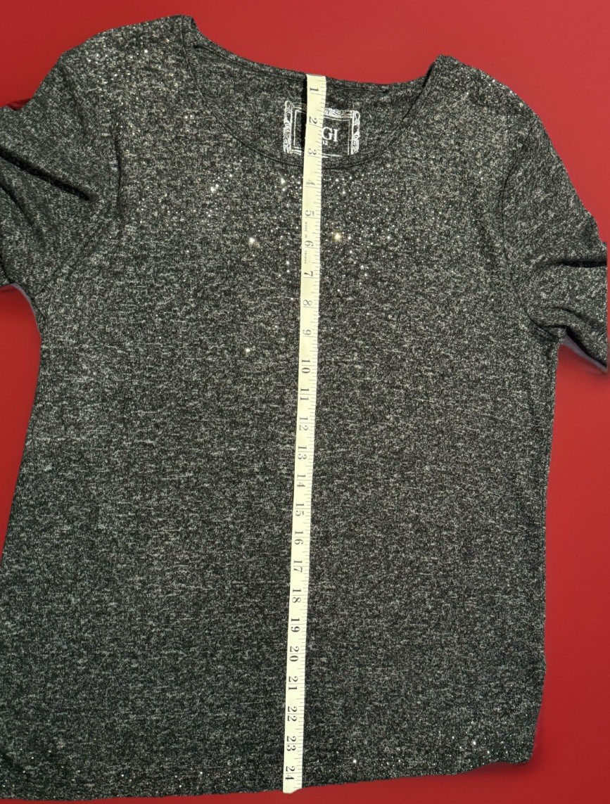 Ladies, “Tigi” , Grey with diamanté, 3/4 Sleeve Top, UK 10/12 (Loose fit)