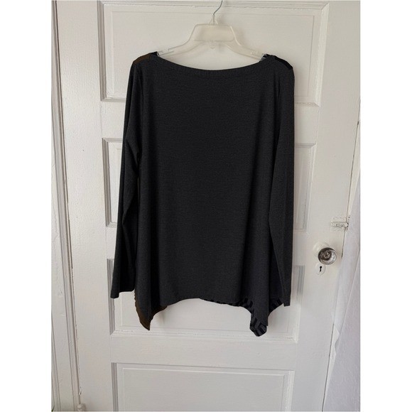 Alembika Tunic Top Lagenlook Boho Indie Long Sleeve Black Brown Colorblock 2