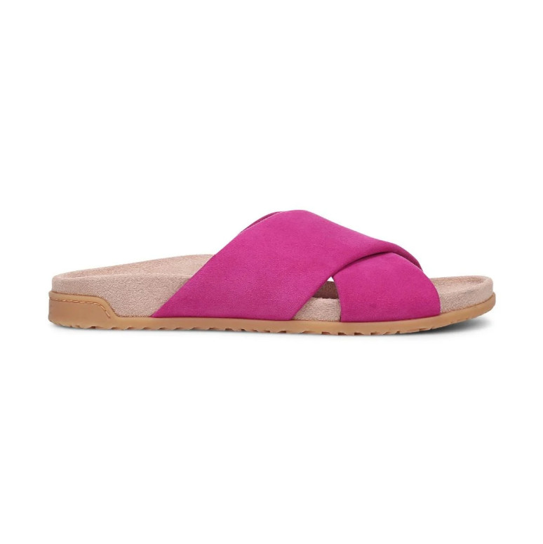 Vionic Etna Slide Sandal, Rose Violet Suede Color, Size 5 to 13, New