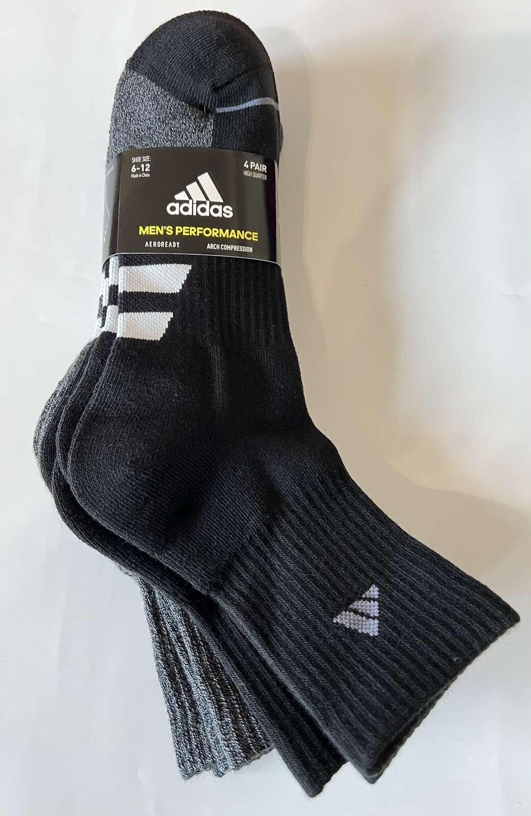NWT Adidas Men’s High Quarter Sock, 4-pair